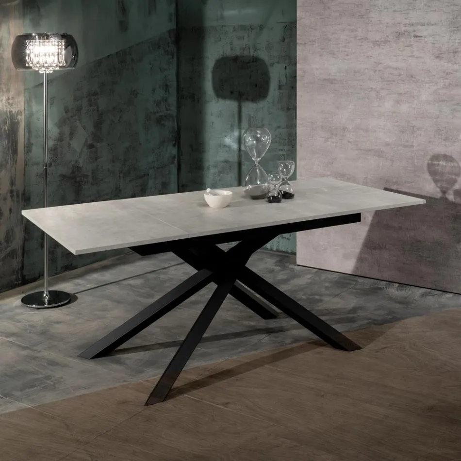 Table extensible jusqu'à 190 cm en métal et plateau mélaminé - Lavande Viadurini