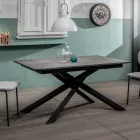 Table extensible jusqu'à 190 cm en métal et plateau mélaminé - Lavande Viadurini