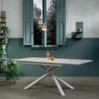 Table extensible jusqu'à 190 cm en métal et plateau mélaminé - Lavande Viadurini