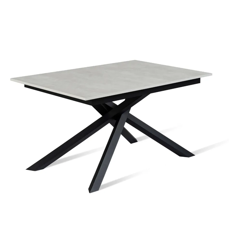 Table extensible jusqu'à 190 cm en métal et plateau mélaminé - Lavande Viadurini