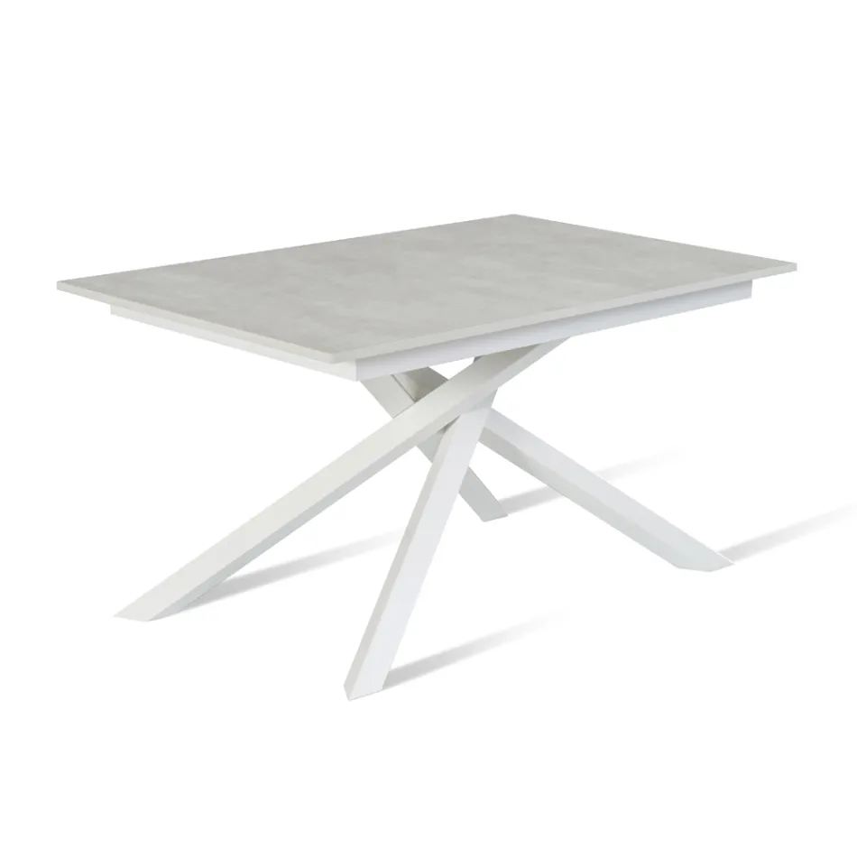 Table extensible jusqu'à 190 cm en métal et plateau mélaminé - Lavande Viadurini