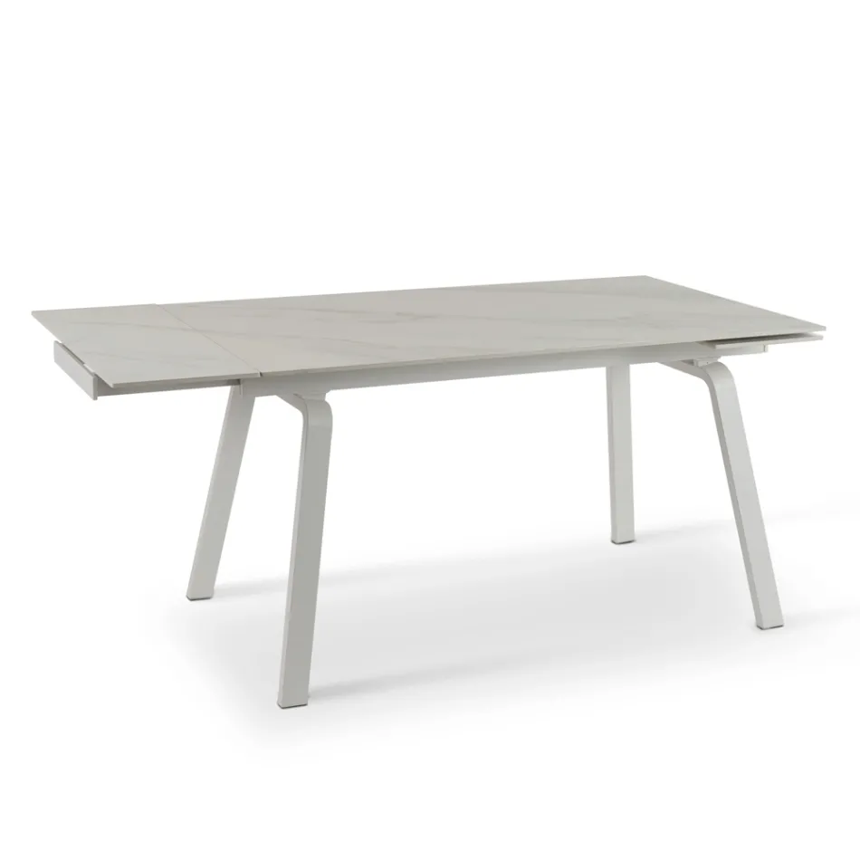 Table extensible jusqu'à 200 cm en Pierre Frittée Effet Marbre - Ananas Viadurini