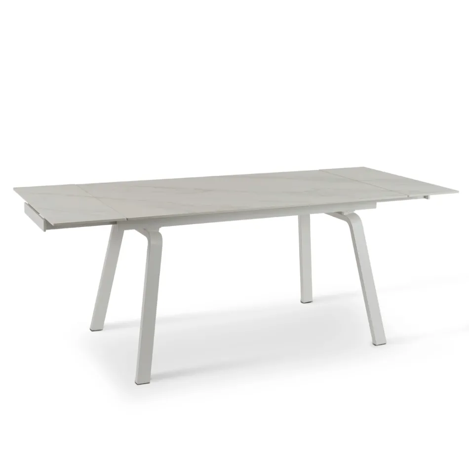 Table extensible jusqu'à 200 cm en Pierre Frittée Effet Marbre - Ananas Viadurini