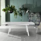Table extensible jusqu'à 200 cm en Pierre Frittée Effet Marbre - Ananas Viadurini