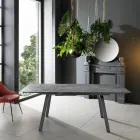 Table extensible jusqu'à 200 cm en Pierre Frittée Effet Marbre - Ananas Viadurini