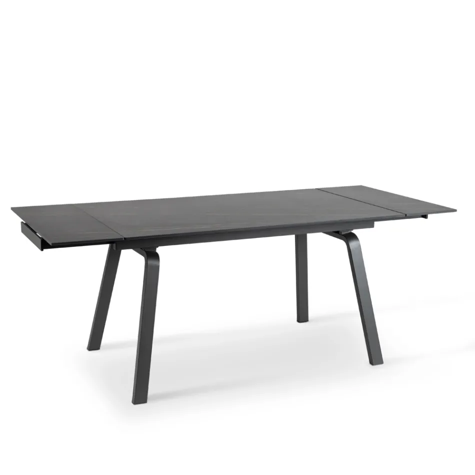 Table extensible jusqu'à 200 cm en Pierre Frittée Effet Marbre - Ananas Viadurini