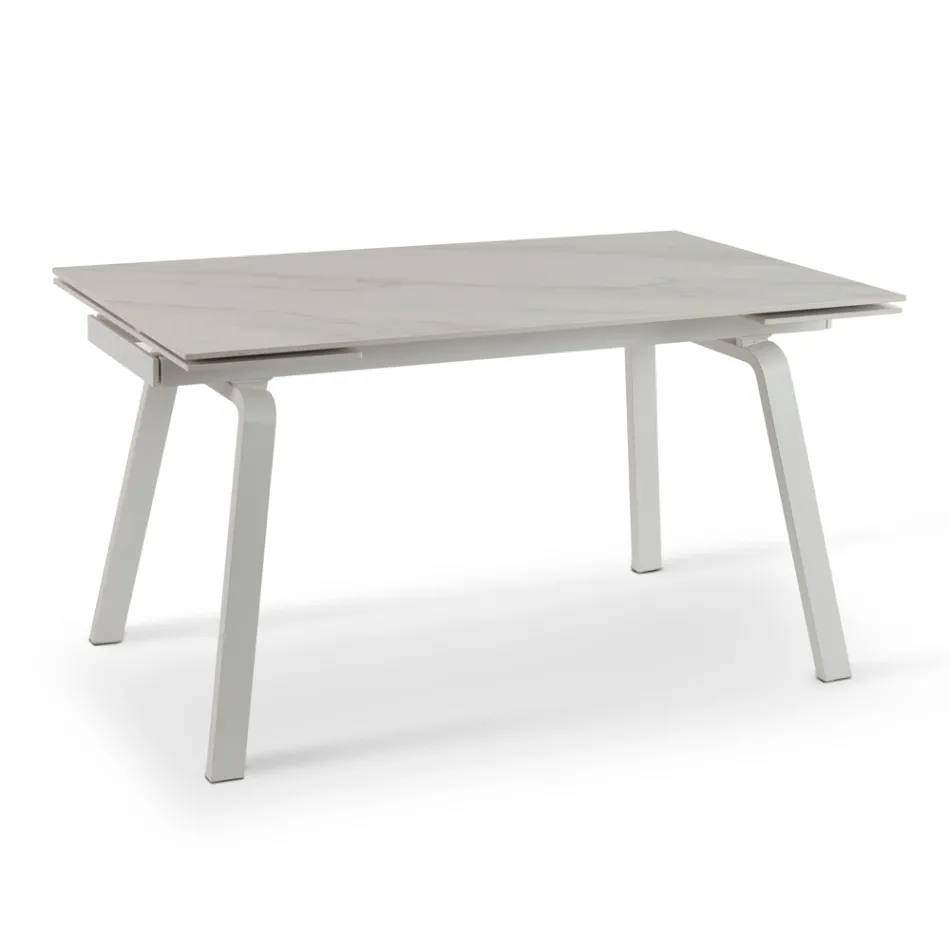 Table extensible jusqu'à 200 cm en Pierre Frittée Effet Marbre - Ananas Viadurini