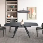 Table extensible jusqu'à 210 cm en verre et métal peint - Naxos Viadurini