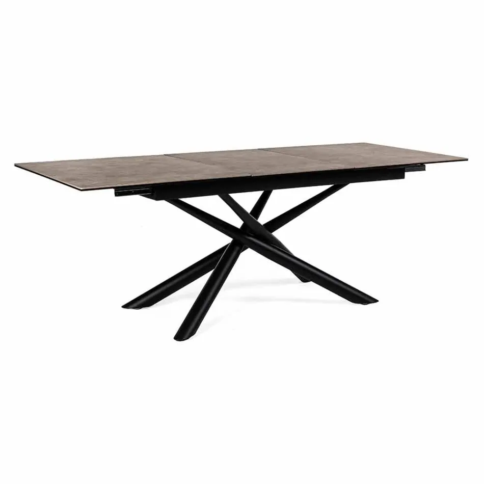Table extensible jusqu'à 220 cm en céramique et acier Homemotion - Brianza Viadurini