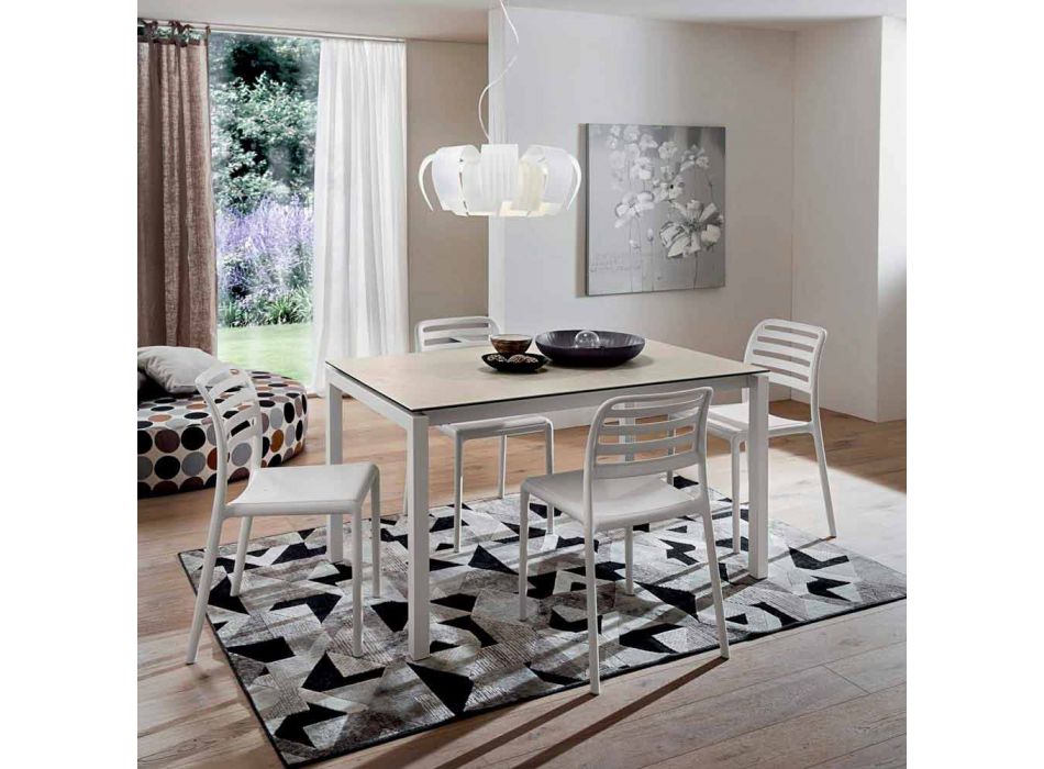 Table extensible jusqu'à 238 cm en Laminam et métal Made in Italy - Remigio Viadurini