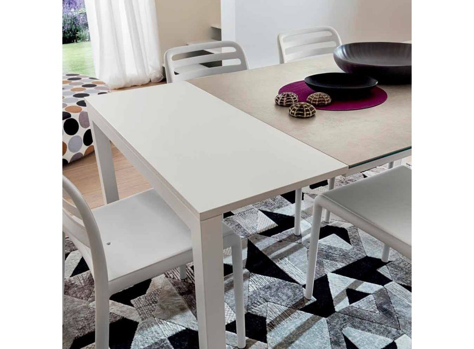 Table extensible jusqu'à 238 cm en Laminam et métal Made in Italy - Remigio Viadurini