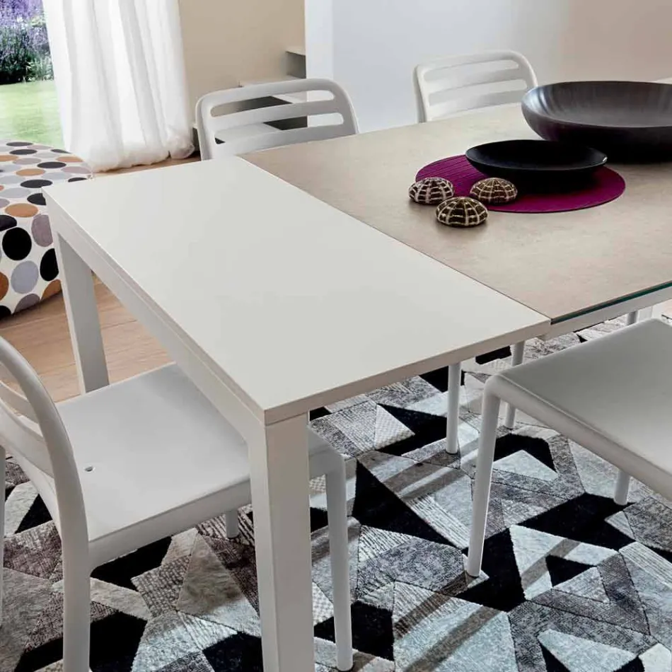 Table extensible jusqu'à 238 cm en Laminam et métal Made in Italy - Remigio Viadurini