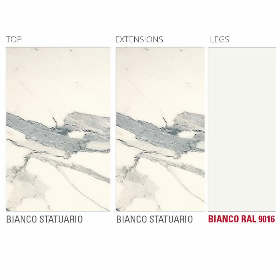 Table extensible jusqu'à 238 cm en Laminam et métal Made in Italy - Remigio Viadurini