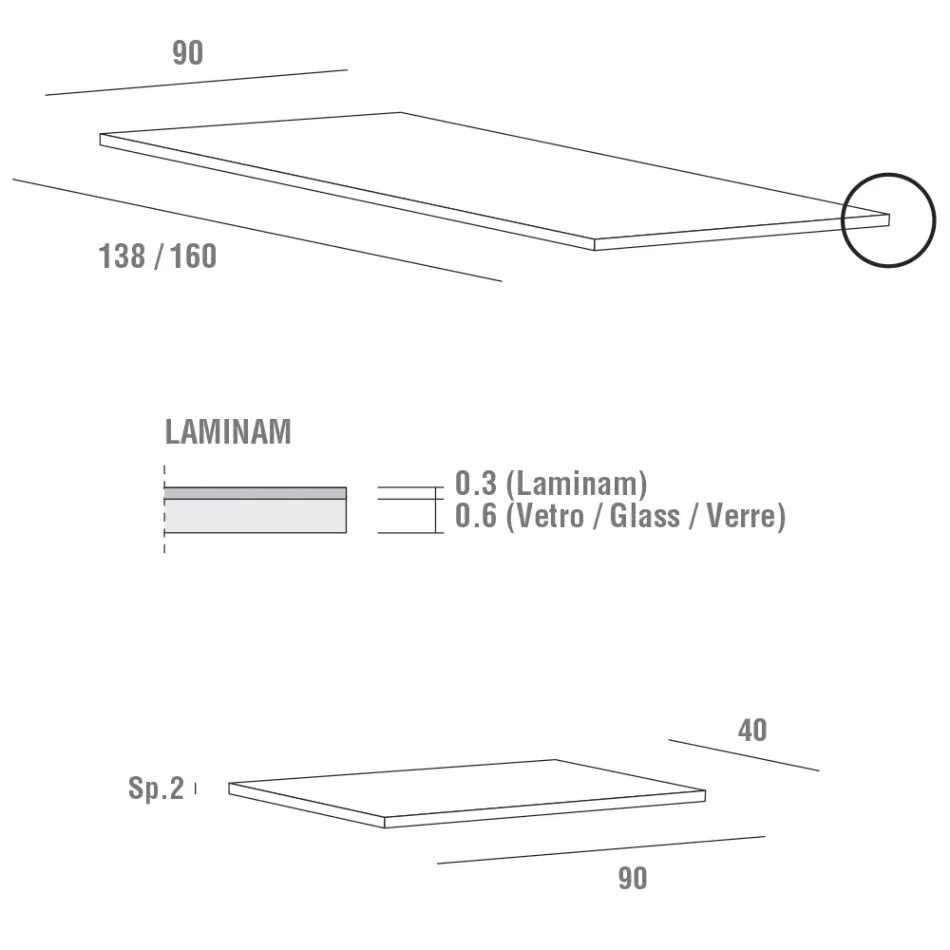 Table extensible jusqu'à 240 cm avec plateau Laminam Made in Italy - Maltese Viadurini