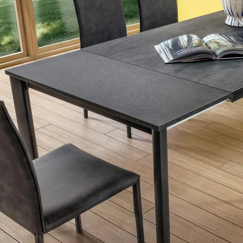 Table extensible jusqu'à 240 cm avec plateau Laminam Made in Italy - Maltese Viadurini