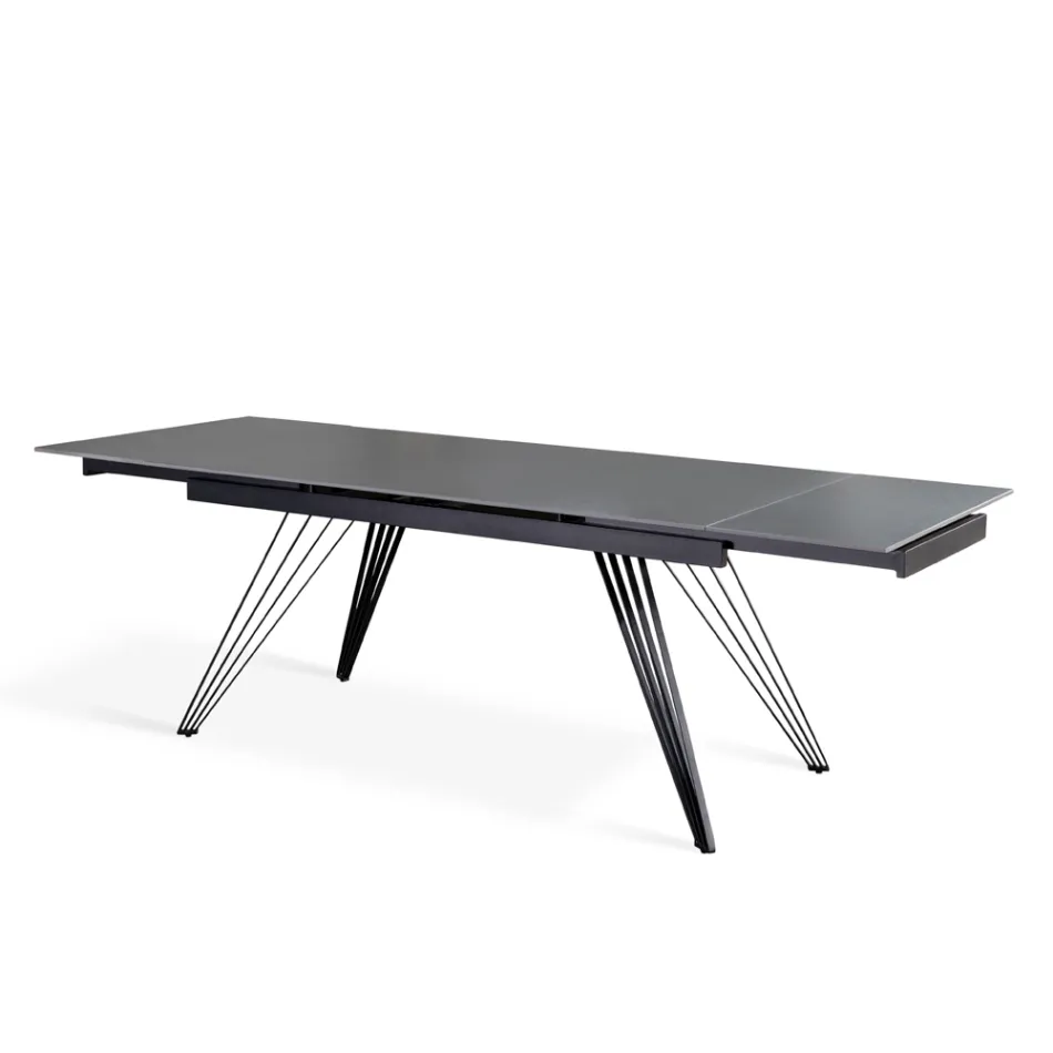Table extensible jusqu'à 240 cm en céramique et métal - Bouquet Viadurini