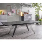Table extensible jusqu'à 240 cm en céramique et métal - Bouquet Viadurini