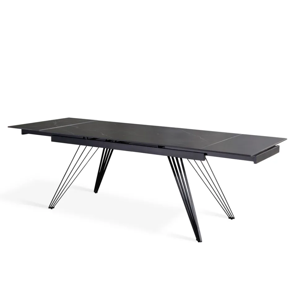Table extensible jusqu'à 240 cm en céramique et métal - Bouquet Viadurini