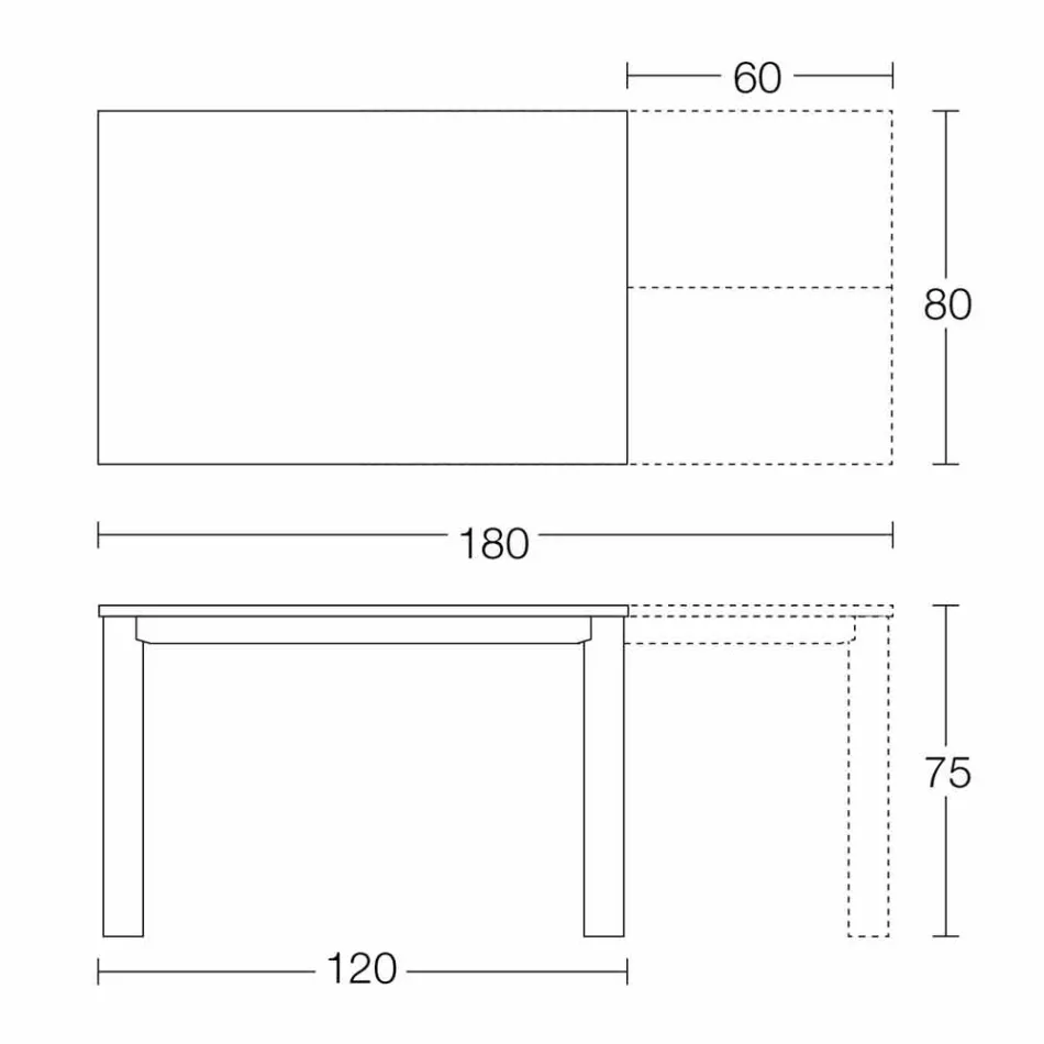 Table extensible jusqu'à 250 cm avec plateau en verre Made in Italy - Pitagora Viadurini