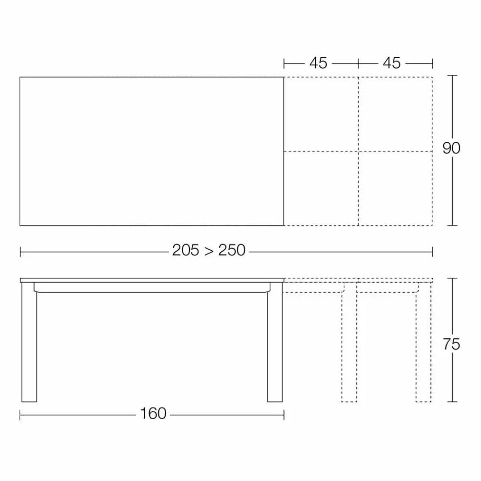 Table extensible jusqu'à 250 cm avec plateau en verre Made in Italy - Pitagora Viadurini