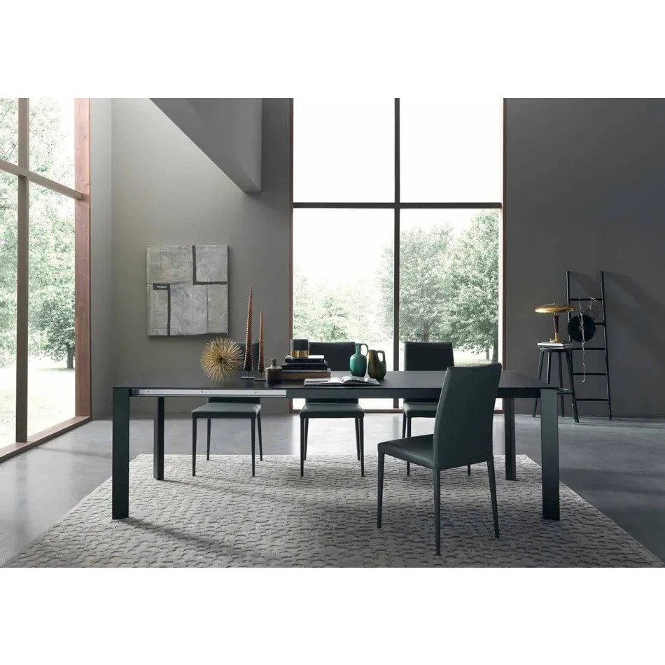 Table extensible jusqu'à 250 cm avec plateau en verre Made in Italy - Pitagora Viadurini