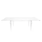 Table extensible jusqu'à 255 cm en bois et plexiglas, fabriquée en Italie - Elide Viadurini