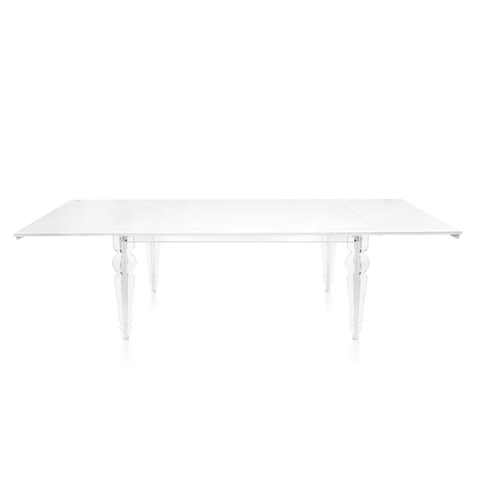 Table extensible jusqu'à 255 cm en bois et plexiglas, fabriquée en Italie - Elide Viadurini