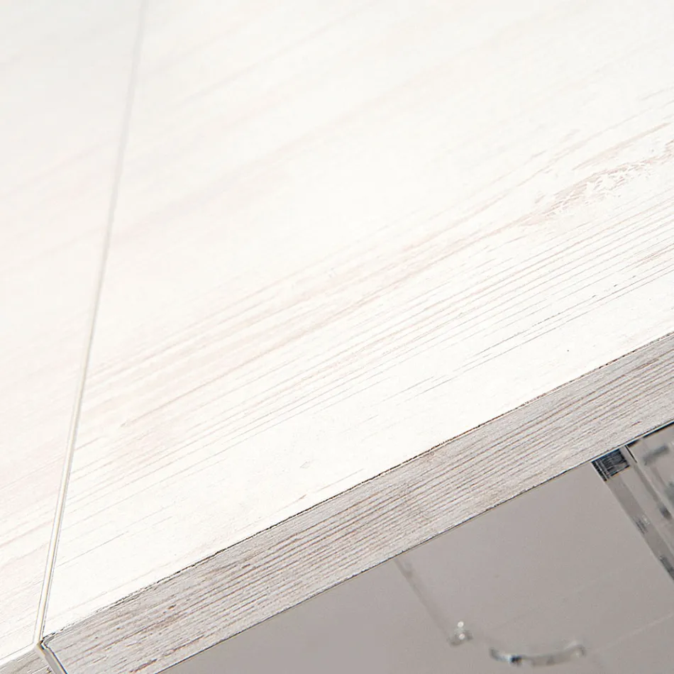 Table extensible jusqu'à 255 cm en bois et plexiglas, fabriquée en Italie - Elide Viadurini