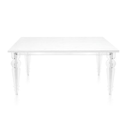 Table extensible jusqu'à 255 cm en bois et plexiglas, fabriquée en Italie - Elide Viadurini
