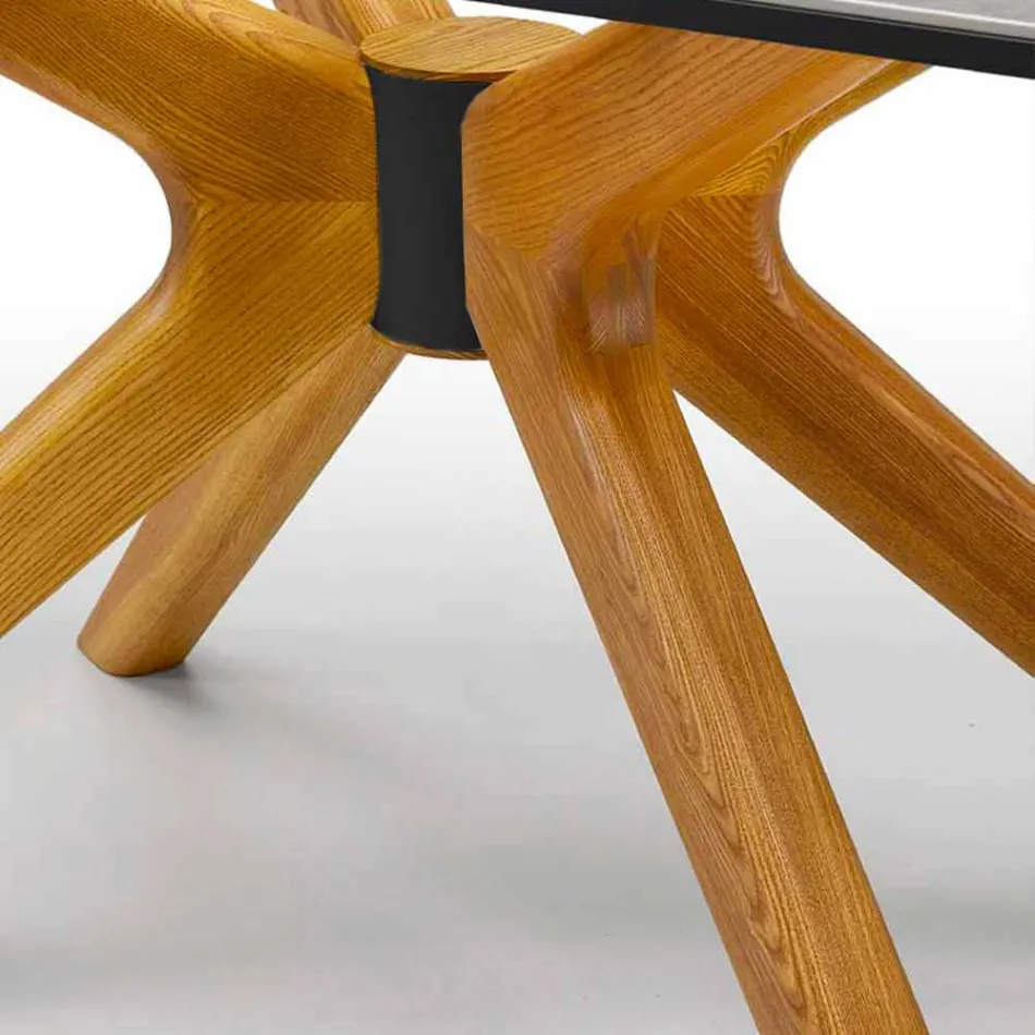 Table extensible jusqu'à 260 cm en grès, marbre et bois Made in Italy - Malita Viadurini