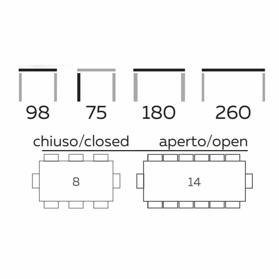 Table extensible jusqu'à 260 cm en grès, marbre et bois Made in Italy - Malita Viadurini