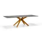 Table extensible jusqu'à 260 cm en grès, marbre et bois Made in Italy - Malita Viadurini