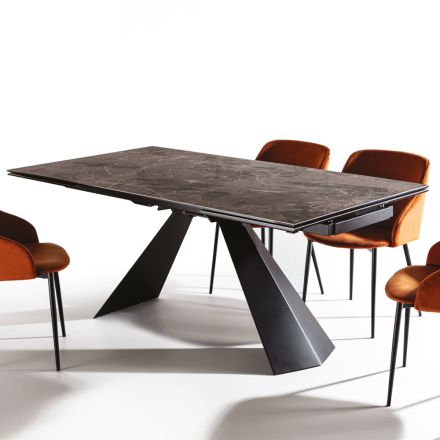 Table extensible jusqu'à 280 cm en acier et verre céramique mat - Viterbo Viadurini