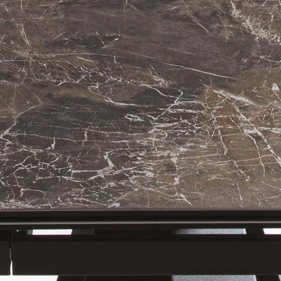 Table extensible jusqu'à 280 cm en acier et verre céramique mat - Viterbo Viadurini