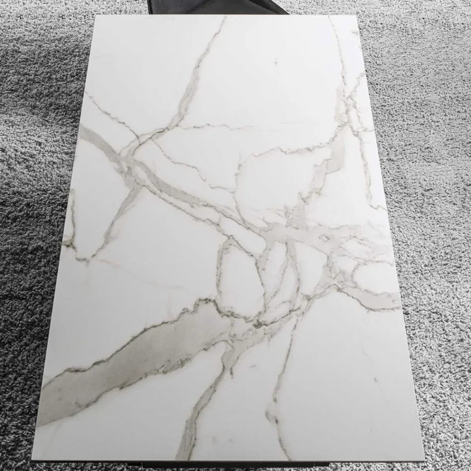 Table extensible jusqu'à 280 cm en acier et verre céramique mat - Viterbo Viadurini