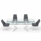 Table extensible jusqu'à 280 cm en verre et bois plaqué – Eugrafo Viadurini