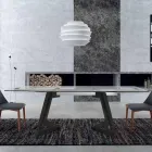 Table extensible jusqu'à 280 cm en verre et bois plaqué – Eugrafo Viadurini