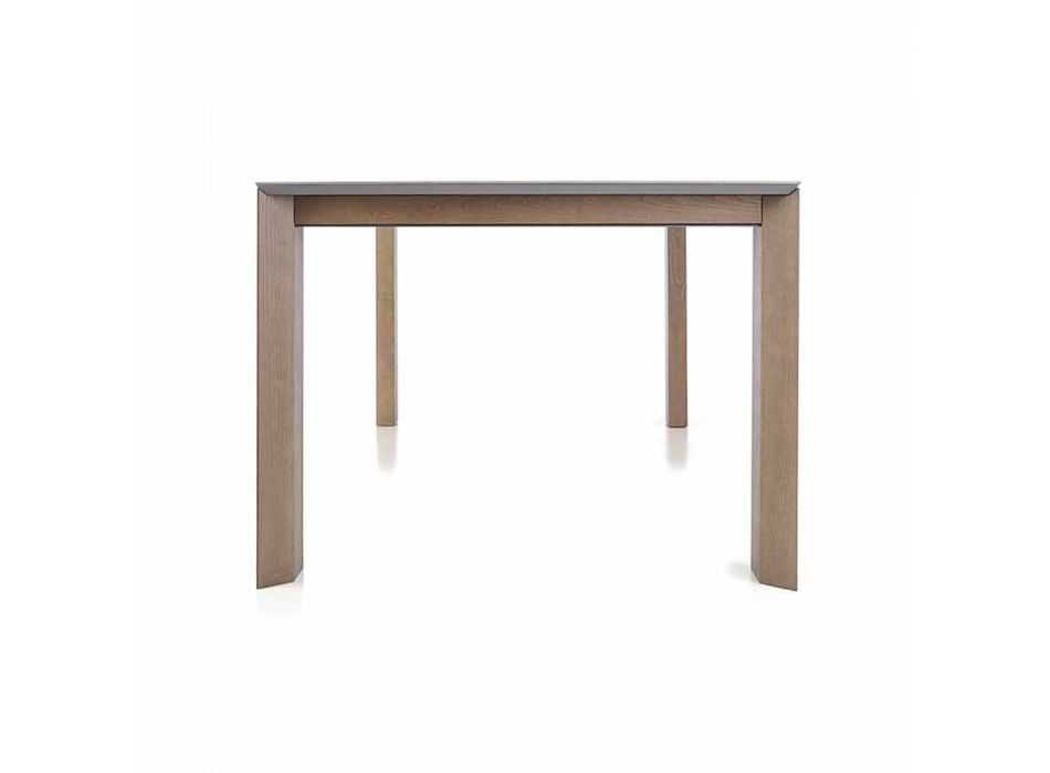 Table extensible jusqu'à 300 cm en céramique et pieds en bois - Ipanemo Viadurini