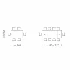 Table extensible jusqu'à 300 cm en Fenix et acier Made in Italy - Settimmio Viadurini