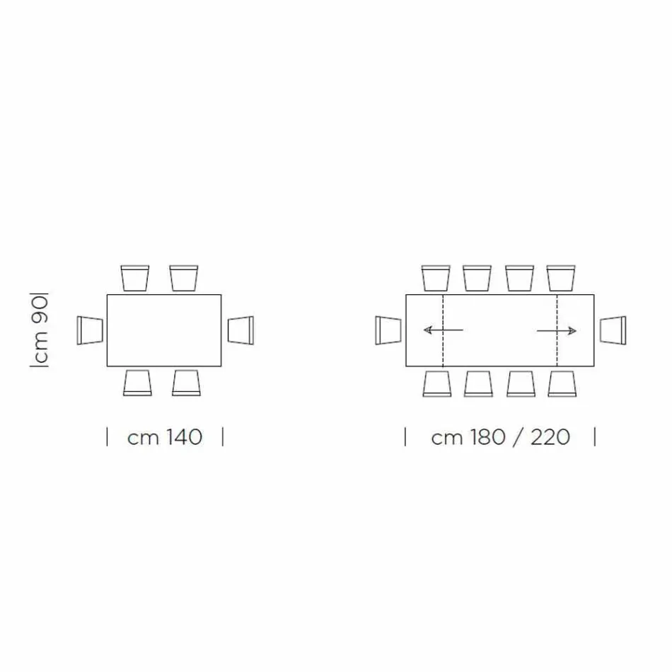 Table extensible jusqu'à 300 cm en Fenix et acier Made in Italy - Settimmio Viadurini