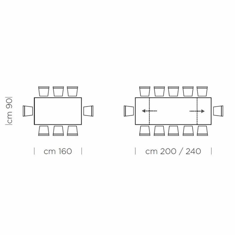 Table extensible jusqu'à 300 cm en Fenix et acier Made in Italy - Settimmio Viadurini