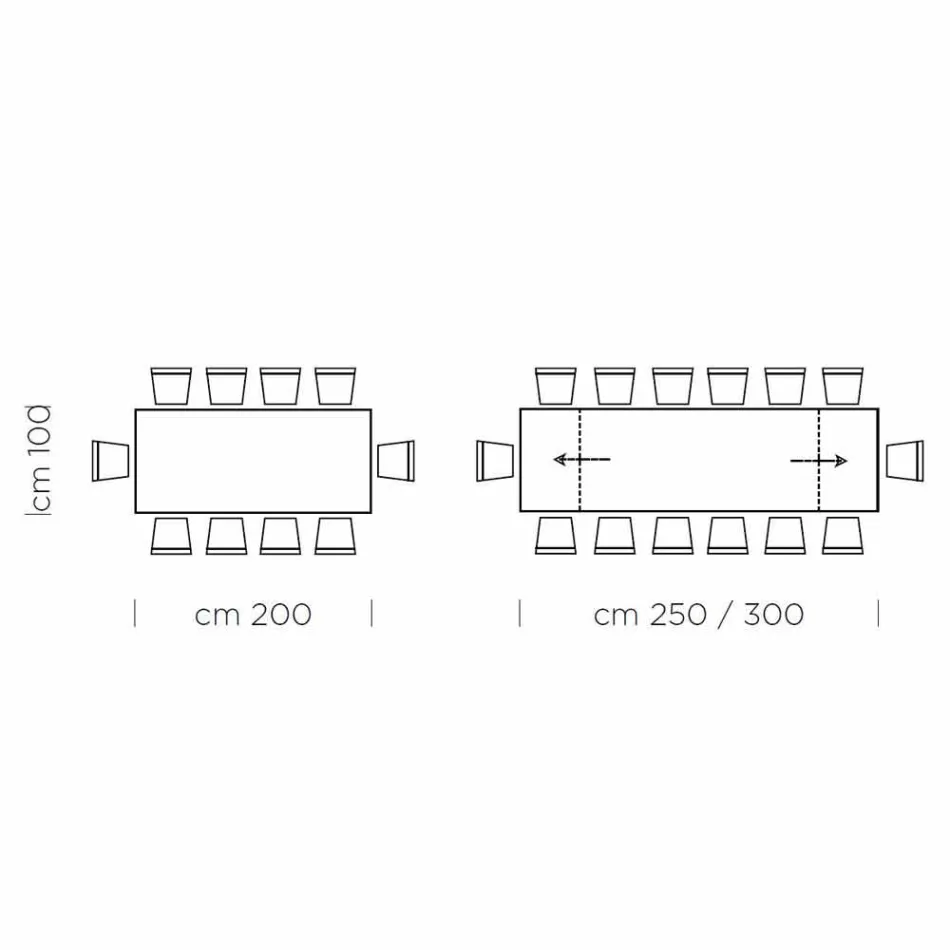 Table extensible jusqu'à 300 cm en Fenix et acier Made in Italy - Settimmio Viadurini