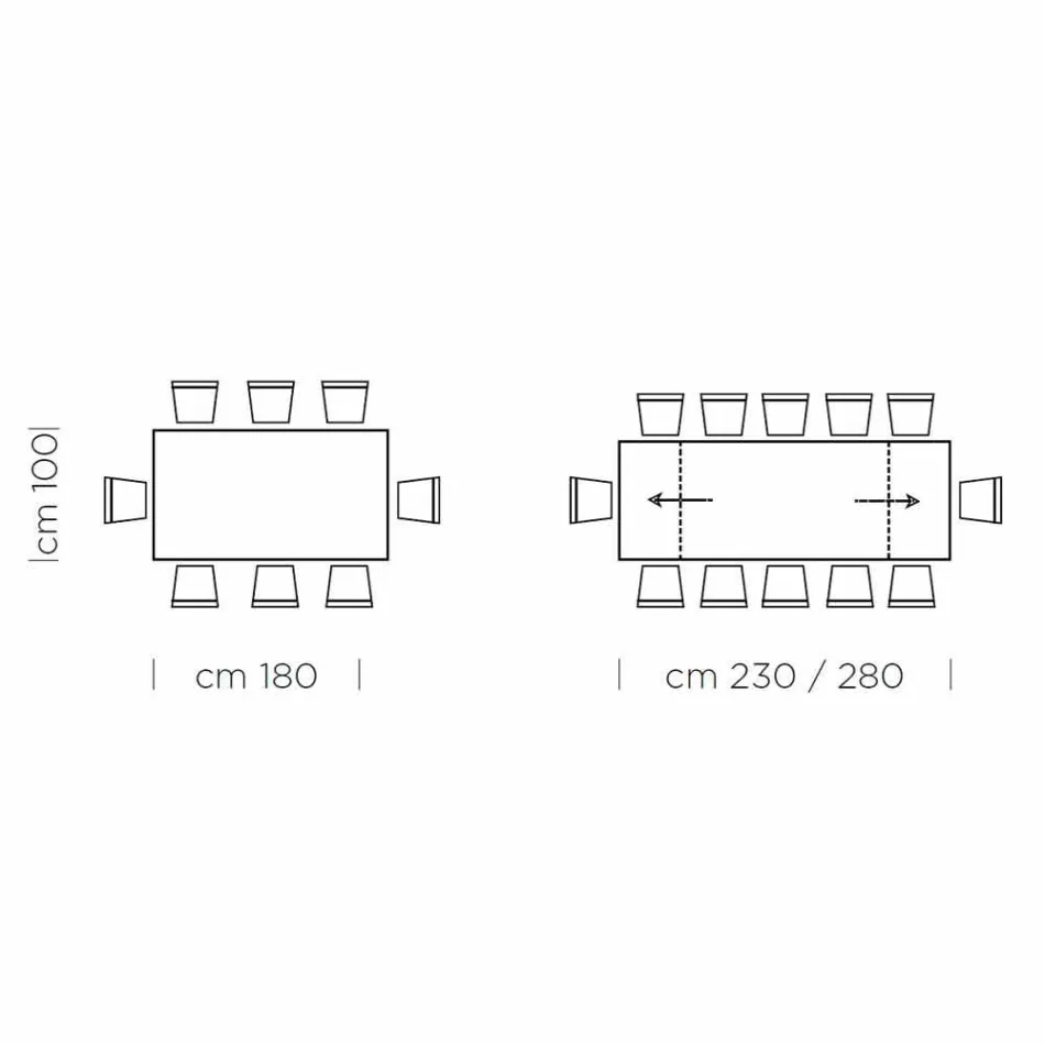 Table extensible jusqu'à 300 cm en bois et acier fabriquée en Italie - Settimmio Viadurini
