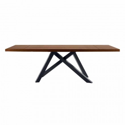 Table extensible jusqu'à 300 cm en bois et acier fabriquée en Italie - Settimmio Viadurini
