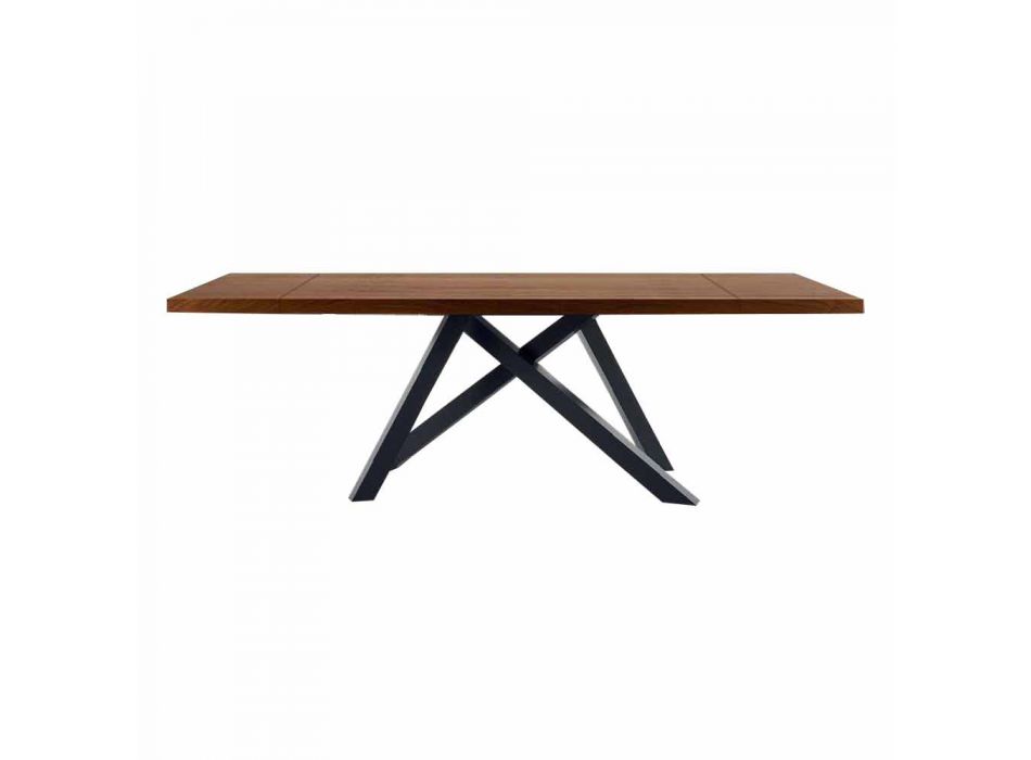 Table extensible jusqu'à 300 cm en bois et acier fabriquée en Italie - Settimmio Viadurini