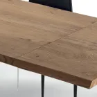Table Extensible jusqu'à 300 cm en Bois Plaqué et Verre - Déchirure Viadurini