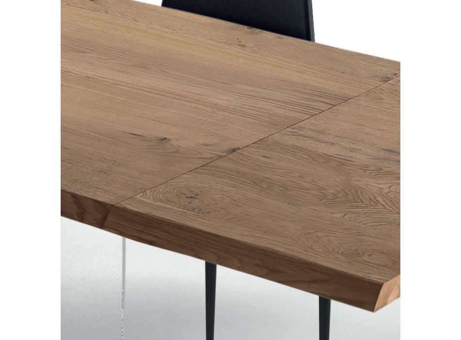 Table Extensible jusqu'à 300 cm en Bois Plaqué et Verre - Déchirure Viadurini