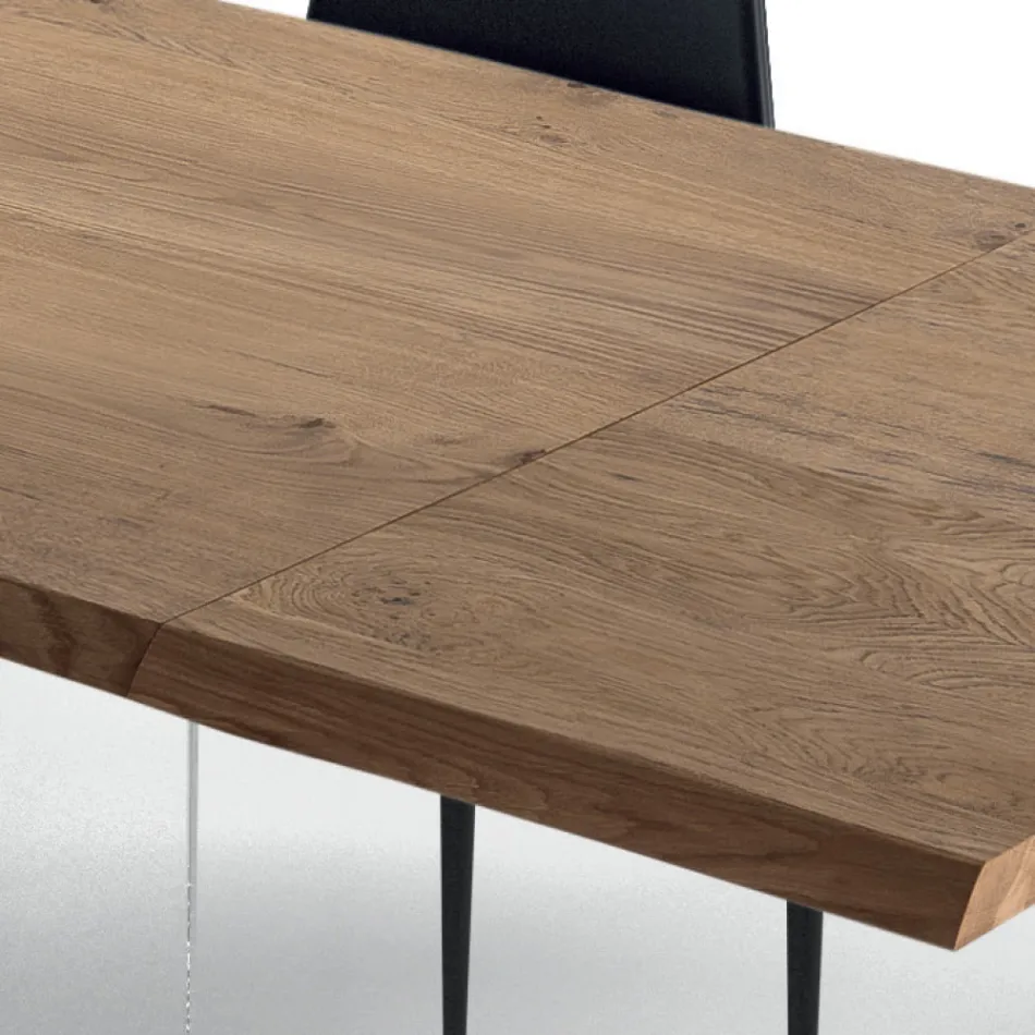 Table Extensible jusqu'à 300 cm en Bois Plaqué et Verre - Déchirure Viadurini