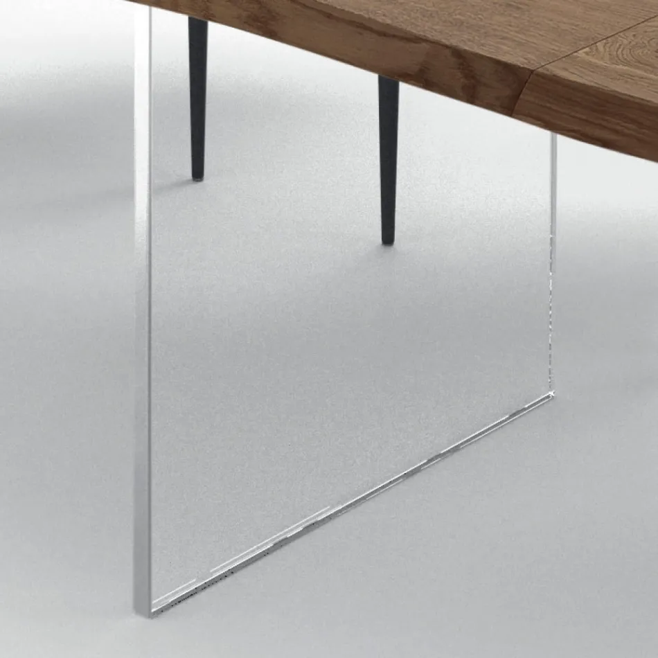 Table Extensible jusqu'à 300 cm en Bois Plaqué et Verre - Déchirure Viadurini