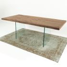 Table Extensible jusqu'à 300 cm en Bois Plaqué et Verre - Déchirure Viadurini